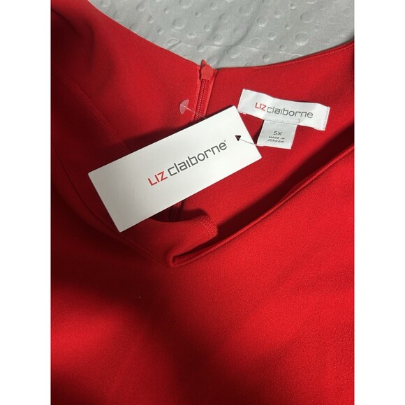Liz Claiborne Women’s Red Blouse Short Sleeve  Plus 5X Officecore Holidays - Picture 7 of 8